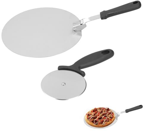 Cáscara de pizza de acero inoxidable, elevador de pizza, pala para pizza, espátula para pizza, elevador de pasteles, herramienta plegable para levantar queso, cáscara de pizza de (12 pulgadas)
