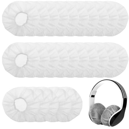 200 Housses de Écouteurs Couvre, Housse Casque Audio, Couvre-Oreillettes pour Casque, Housses d'Écouteurs Extensibles en Tissu Non Tissé, adaptées aux Casques de 11 à 12 cm de Large (Blanc)
