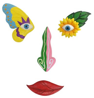 HOOLRZI Décoration de visage d'arbre papillon coloré en résine pour décorations de jardin en plein air