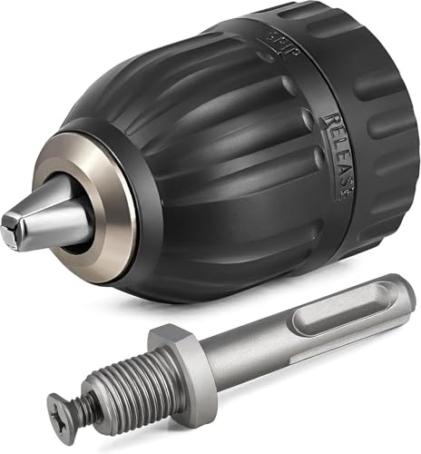 2-13mm Keyless Drill Chuck with SDS Plus Adapter, 1/2-20 UNF SDS Chuck Adapter for Electric Hammer to Drill Conversion, Professional SDS Adapter Converter Tool