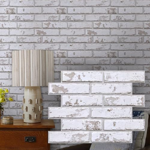 Paneles de Pared 3D Autoadhesivos Ladrillo, 10 Piezas, 30 x 40 cm, Autoadhesivos PVC 3D Decorativo Panel de Pared de Ladrillo para Salón Oficina Cocina, Impermeables