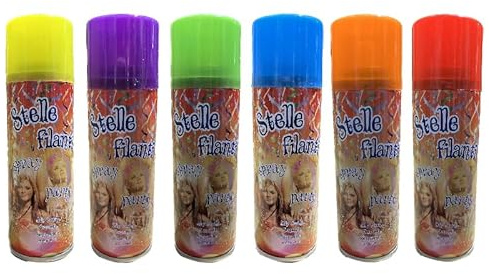 TEKHOME 24 Pezzi Spray Stelle Filanti Colorate 83g, Coriandoli Spray per Carnevale e Feste, Assortimento Colori, Sicuro e Facile da Usare– 181665-24