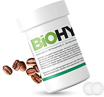 BiOHY Pastillas de limpieza para cafeteras automáticas (25 Tabs) | Todas las marcas | Mejor aroma y larga vida de los aparatos (Reinigungstabletten)