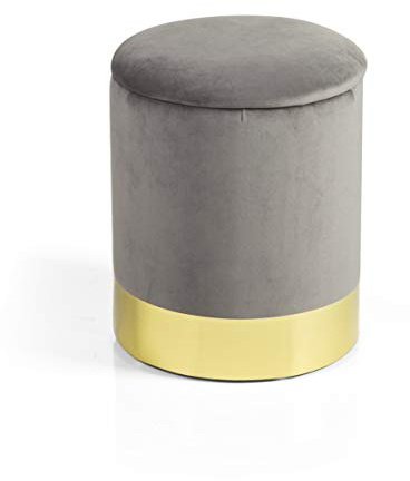 Baroni Home Puf con almacenaje, Terciopelo, 31X31X39 - Tortora