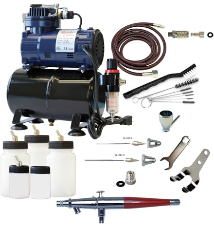 Paasche Airbrush VL-3000DA Double Action Siphon Feed Airbrush Set and Compressor with Tank