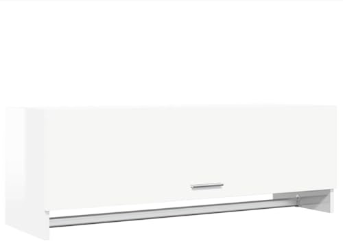 vidaXL Wardrobe in High Gloss White, 100x32.5x35 cm, Durable Engineered Wood Construction, Compact Clothes Organizer with Scandinavian Style