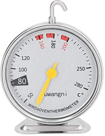 Oven Thermometer, Stainless Steel Barbecue Thermometer, Kitchen Thermometer, Oven Temperature Gauge for Home, Kitchen, Cooking(Silver)