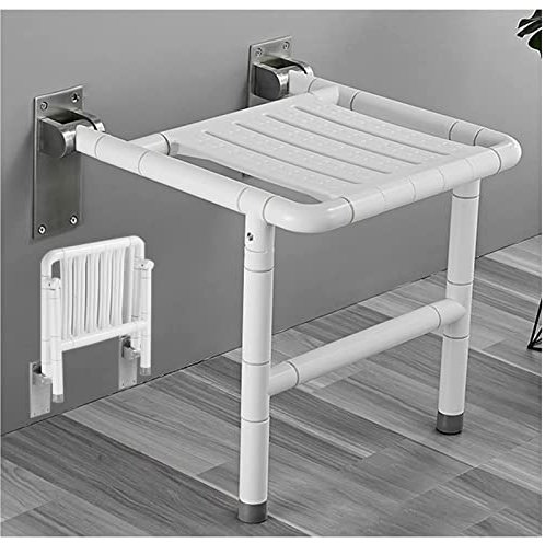 EEUK Duschsitz klappbar Edelstahl duschklappsitz für wandmontage Badezimmersitz Wand-Badstuhl Hocker mit rutschfesten Füßen Drainagelöchern für ältere Senioren mit Behinderung(Color:Weiß)