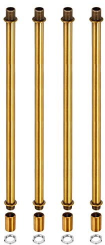 sourcing map 4 st. gängstångssats M10 x 1 mm gänga 300 mm lång mutterkontakt med gängrör sexkantsmutter guld brons
