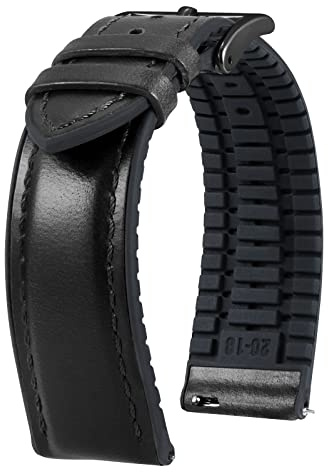 BINLUN Correas de Reloj de Cuero 14mm 16mm 18mm 19mm 20mm 21mm 22mm Correa de Reloj Piel de Liberación Rápida Cera de Aceite Cuero y Silicona Híbrido Correa de Repuesto para Hombres Mujeres 6 Colores