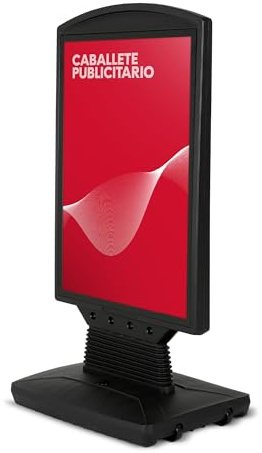 CASHDISPLAY - Caballete Publicitario Exterior Dortmund | Expositor Doble Cara Tamaño A1 con Base Rellenable y Ruedas | Soporte para Carteles Resistente al Viento y Agua | Con Protector UV