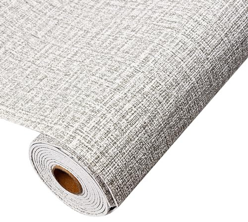 Generic Papel pintado texturizado de lino sintético gris, papel tapiz autoadhesivo para pared decorativa, cocina, sala de estar, dormitorio, baño, impermeable, extraíble, 0,5 x 2,8 m