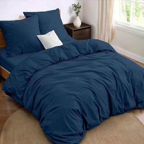 Dreamzie Parure de Lit 180x200 4 Pièces Housse de Couette 240x220 cm + Drap Housse 180x200 cm avec 2 taies d'oreillers 65x65 cm 240x220 Parure 100 Fils/cm² en Microfibre - Oeko-Tex