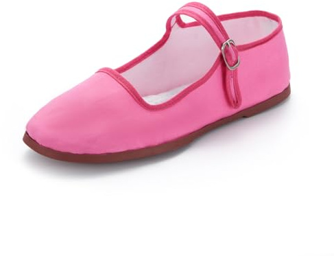 sugarscent Women's Classic Chinese Mary Jane Shoes Slippers China Doll Flats Buckle Slip On Kung Fu Shoes (Pink, US Footwear Size System, Adult, Women, Numeric, Medium, 9)