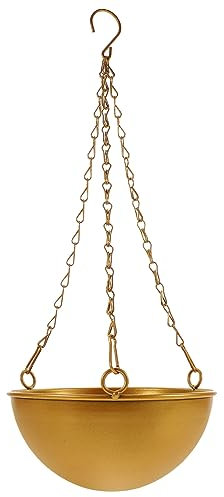 WEKADRIN Hängende Pflanzkörbe Im Freien Gartentöpfe u Hängender Korb Terrakotta Pflanzen Töpfe Drinnen Hängender Topf Vermehrung Mehrere Draußen Hängen Hängende Blumentöpfe Plastik Golden