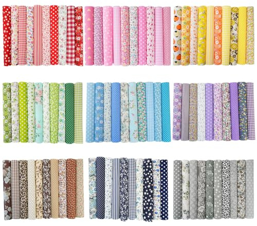 Cotton Fabric Printed Square Patchwork Fabrics for Sewing Quilting Crafting (Polka Dot, 100Pcs 3.9x3.9)