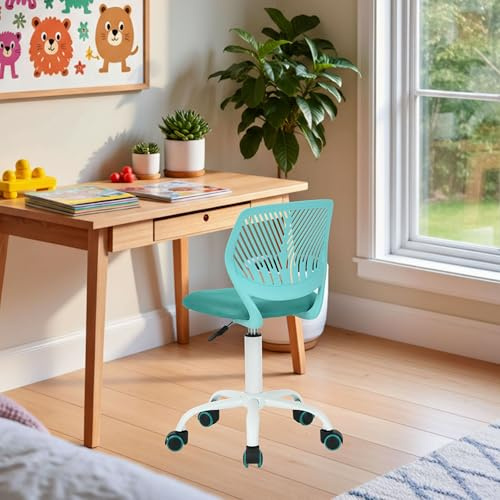 FurnitureR Sedia per bambini regolabile in altezza per scrivania, ergonomica, colorata con schienale e braccioli, sedia girevole a 5 ruote, per bambini da 3 a 10 anni, portata fino a 100 kg