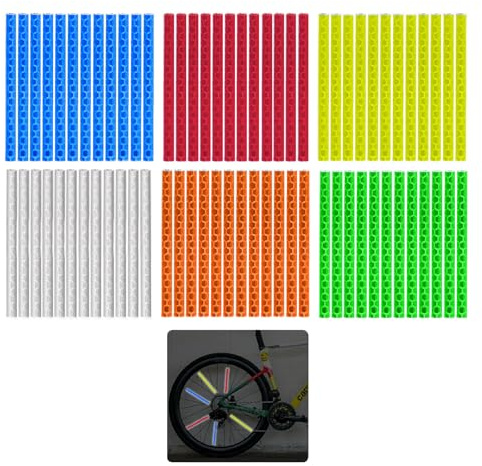 KLINNA 72 piezas de reflectores para radios de bicicleta para una visibilidad máxima de 360° – Juego de reflectores con montaje sencillo para mayor seguridad al anochecer y de noche, resistente al