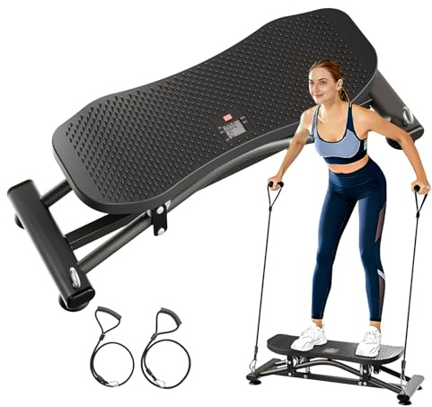 ZCMHAXJ Balance Board for Adults, Ski Machine Exercise Equipment with Resistance Bands, Rock Stepper Featuring LCD Monitor, Portable Wobble Board or Full Body Workout at Home Gym