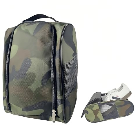 Football Boot Bag, Golf Shoe Bag, Rugby Boot Bag, Waterproof Ventilation Breathable Shoe Bags for Travel Shoe Organiser Durable for Men, Women, Boys and Girls (Army Green Camouflage)