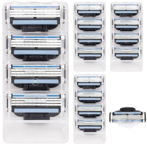 16 Pcs Razor Blades Refills with M-a-c-h-3, Razor Blades Men with 3-Layered and Double Lubrication Strip, Manual Shaver Blade for Daily Use