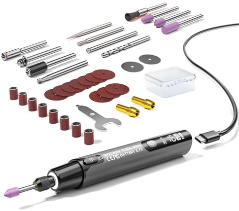 Pavsicgn Akku-Rotarywerkzeug-Set,6-stufiges, wiederaufladbares Graviergerät,Kleines Rotarywerkzeug mit LED-Licht | für Handwerk, Modellbau, Restaurierung, Elektronikreparatur & Kunsthandwerk