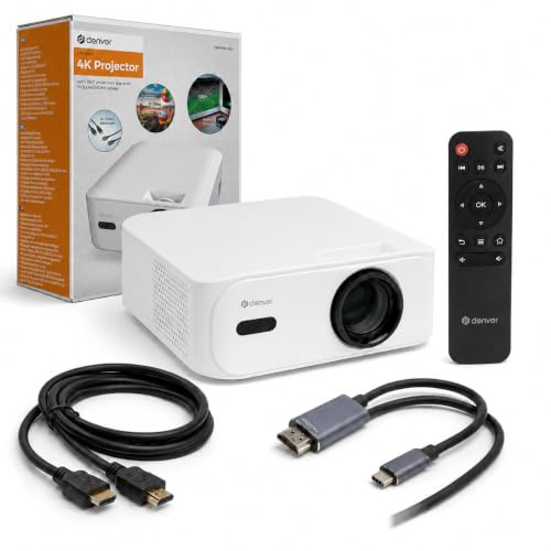 Denver PR-4300 4K UHD LED-projektor, 180 bild, 400 ANSI-lumen, 8000:1 kontrast, 50,000h LED-livslängd