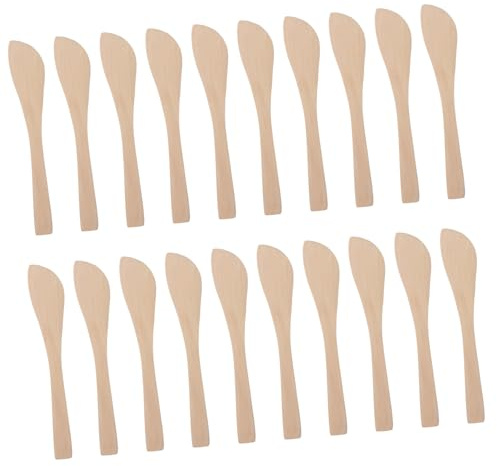 Artibetter 20 Pezzi Cucchiaio in Legno per Cucina Beige, Spatola Scanalata per Spalmare e Formaggio, Utensile Facile da Mantenere per Uso Quotidiano in Cucina