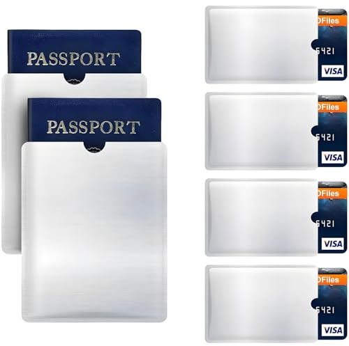 RFID Blocking Sleeve Anti Theft 4 Credit Card & 2 Passport Holder Wallet Pocket