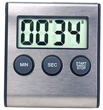 Digitaler Mini-Wecker für Küchengeräte, Zeitschaltuhr, 100-Minuten-Countdown-Timer für Kochen, Studium, Sport, Meeting, Parken, Medikamente Edelstahl schwarz