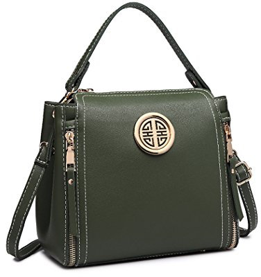 Miss Lulu Women Handbags Pu Leather Casual Travel Ladies Top Handle Crossbody Shoulder Messenger Bag Tote (Green), E1851