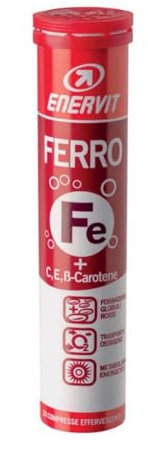 Enervit, Ferro, Integratore in Compresse Effervescenti, Gusto Arancia, Ideale in Ogni Stagione, con Ferro, Vitamina C, Vitamina E e Beta-carotene, Tubo da 20 Compresse