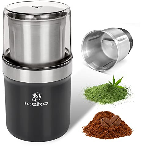 ICEKO Electric Coffee Grinders, Spice Grinder with Stainless Steel Blades,200w/120g Large Capacity,Detachable Grinder for Coffee Beans,Spice,Grain,Nut