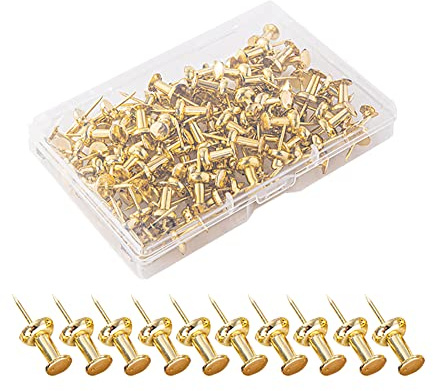 HugeDE 100 Pcs Metal Push Pins Cork Board Thumb Tacks Wall Hanging Push Pins Decorative Pushpin Tacks for Artworks Notes Photos Gold