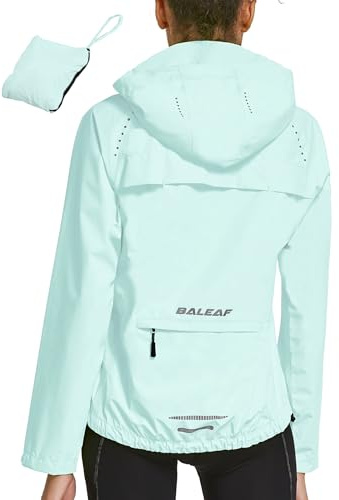 baleaf Waterproof Jackets Women Cycling Jacket Womens Lightweight Outdoor Rain Coats Packable Running Windproof Walking Spring Green L