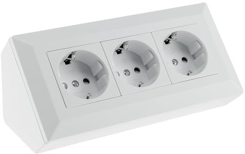 ChiliTec Steckdosenblock Ecksteckdose 3-Fach Mehrfachsteckdose 230V für Küche Büro Werkstatt Matt-Weiß