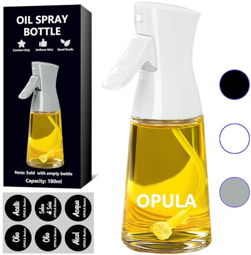 𝙊𝙋𝙐𝙇𝘼 Spruzzino Nebulizzatore Olio, Accessori Cucina Friggitrice ad Aria, Nebulizzatore Liquido, Spruzzatore Olio Spray, Vaporizzatore Professionali per Chef (180ml, Colori Avanzato: Bianco)