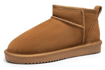 DREAM PAIRS Bottes de Neige pour Femmes Confortable Bottes Hiver Antidérapante et Durable Mini-Botte FuzzyClassic,Size 38.5,Châtaigne,SDSB2405W