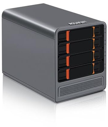 ROUAFWIT Mini PC N100 NAS 4 Bay Soft Router 3-in-1, DDR5 8G RAM 128G NVME SSD Büro Desktop Micro Computer Network Storage, 2 x i226V 2.5GbE, Dual Lüfter, SPK/MIC