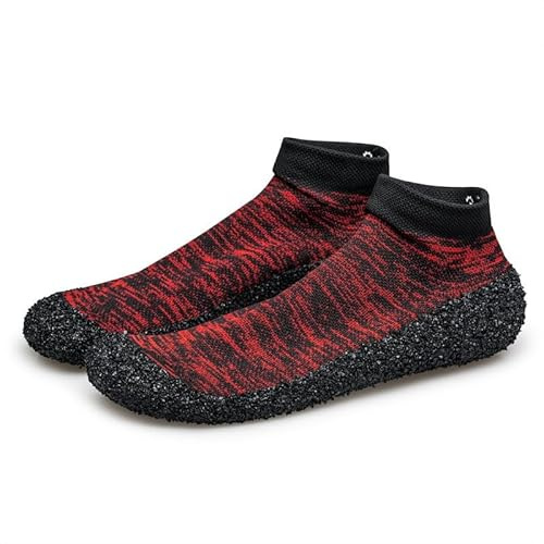Scarpe da calze: la libertà di un calzino e la protezione di una scarpa, scarpe a piedi nudi ultraleggere, per uomo e donna, ideali per corsa, fitness, yoga, sport acquatici, Colore: rosso, 46 EU