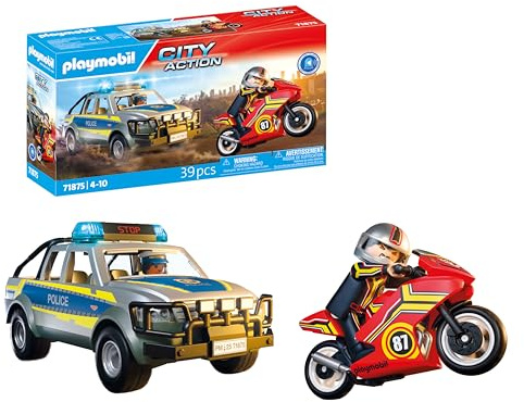 PLAYMOBIL | City Action | Verfolgungsjagd mit Polizei Pick-Up | Polizei-Spielzeug mit Licht- & Soundeffekten | Actionreiches Abenteuer-Spielzeug | Für Kinder ab 4 Jahren | 71875