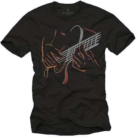 MAKAYA herrtshirt med gitarrmotiv - coolt musik t-shirt för gitarrister och musikälskare