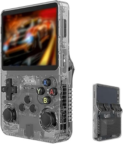 R36S Console di gioco portatile retrò, schermo IPS da 3,5 pollici, memoria da 128 GB, oltre 21.000 giochi, sistema Linux, nero traslucido