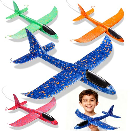 Helixor 37cm Aereo Polistirolo per Bambini - Aereo Giocattolo 4 Pezzi, Aeroplano Polistirolo Giochi Regalo Bambina Bambino, Giocattolo Aliante Bambini per Giochi All'Aperto Tra Genitori e Figli