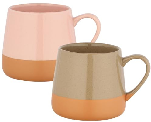 Esyhomi Ceramic Coffee Mug Set of 2, 14 OZ/400ml Colour Block Ceramic Coffee Cups for Latte and Cappuccino, Hot Chocolate Cups, Lovely Mugs for Tea & Hot Drinks, His and Hers Gift for Christmas