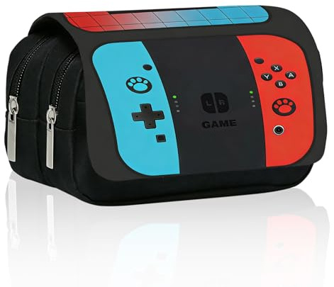 Lvjkes Estuche Mando de Videojuegos, Estuche Escolar 3 Compartimentos Alta Capacidad, Estojo con Solapa y Cremallera, para Niños, Chico, Chica, Adolescentes, Estudiantes - A