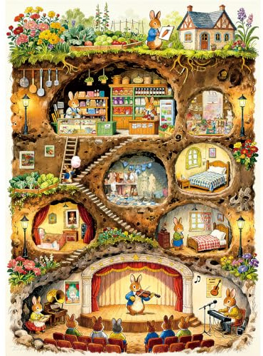 HUADADA Jigsaw Puzzles for Adults 1000 Pieces-Bunny Burrow Town