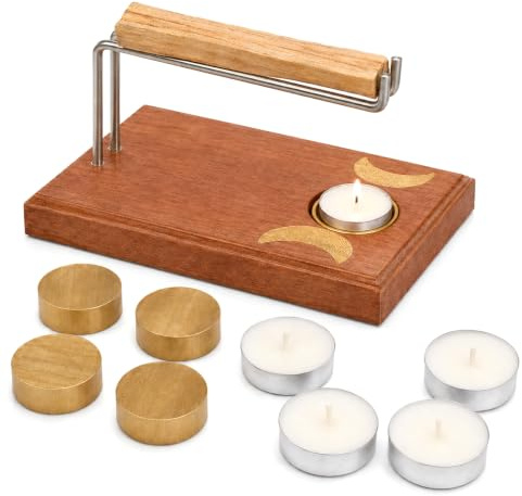 Taurion Longitud del soporte para incienso: soporte para incienso, latón amarillo, soporte funcional para incienso con atrapador de cenizas, soporte para incienso Palo Santo, para meditación y