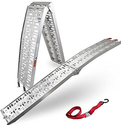 BITUXX 1x Alu Rampe Motorradrampe Auffahrrampe Verladeschiene Verladerampe Auffahrschiene 340kg 2,28m klappbar für Motorrad oder Mofa