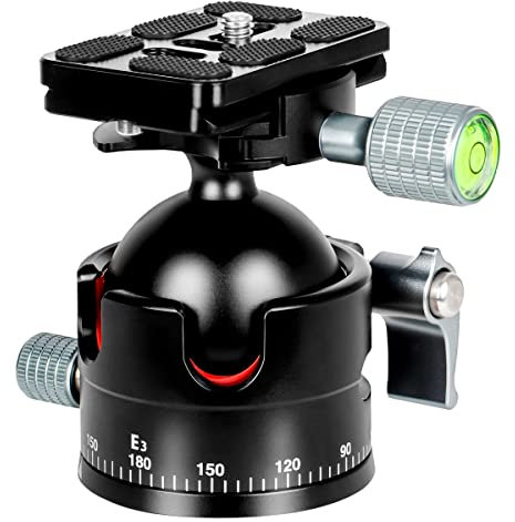 Koolehaoda Stativkopf Φ45 mm Kugeldurchmesser, Panorama Kugelkopf 360 ° Drehbar mit 1/4 Schraube Schnellwechselplatte für DSLR-Kameras,Max. Belastung 20kg - E3